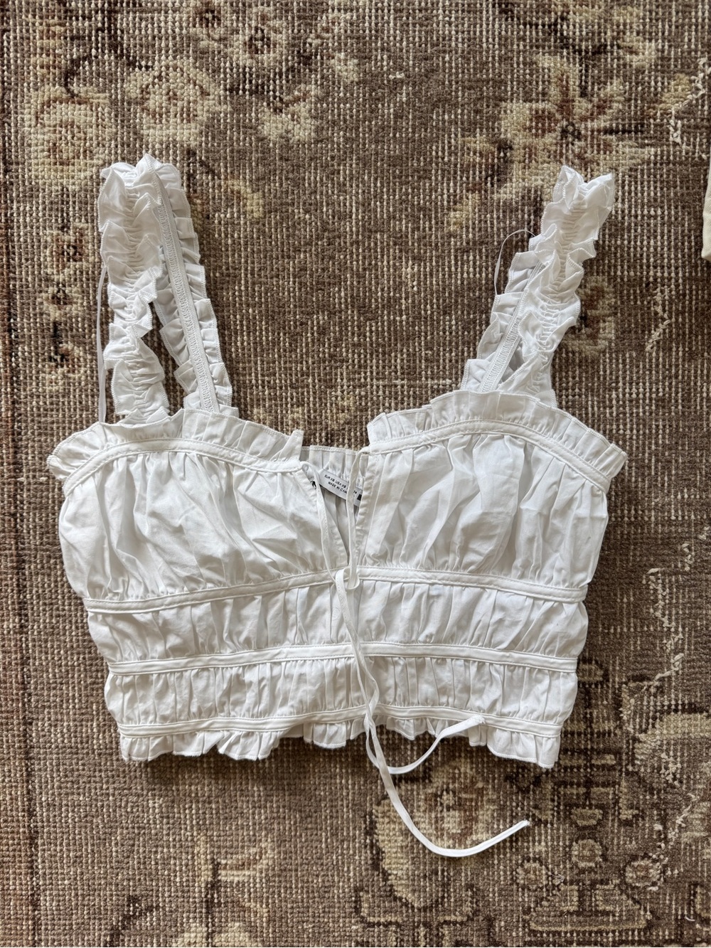Zara White Ruffle Crop Top - Picture 1 of 1